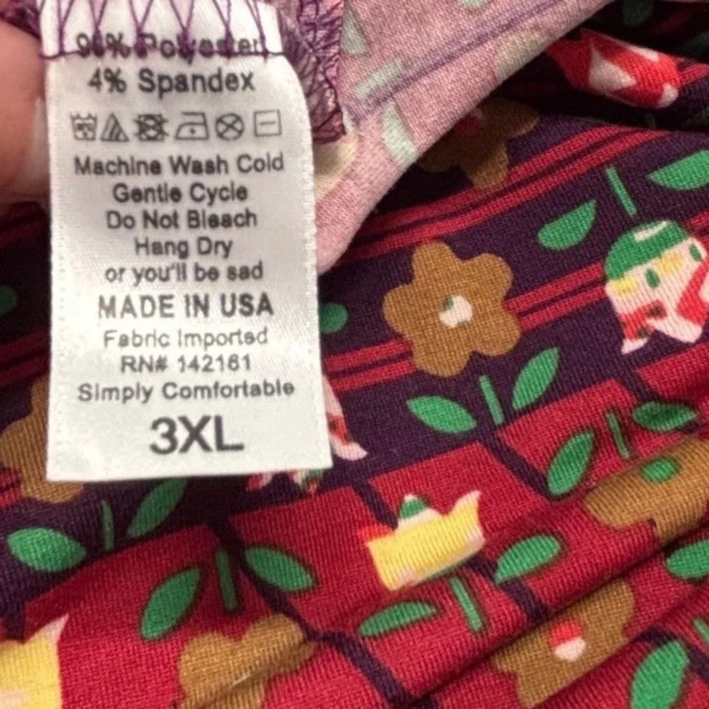 LuLaRoe Womens‎ Top Size 3XL Perfect T Red Floral Short Sleeve Tunic NWT USA
